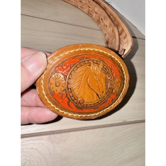 Vintage Leather Belt w/ Buckle- Roy Rogers Museum 40” - Picture 2 of 6